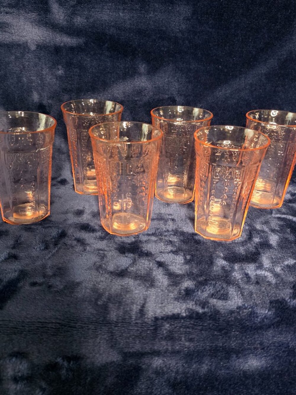 Vintage Anchor Hocking Glass "Princess" Pink Tumbler Set of 6 Pristine Condition